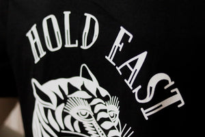 Hold Fast T-Shirt † By Clemens Hahn - Black - THROTTLESNAKE tiger T-Shirt throttlesnake black Motorcycle tee tattoo traditional tiger  clemens hahn