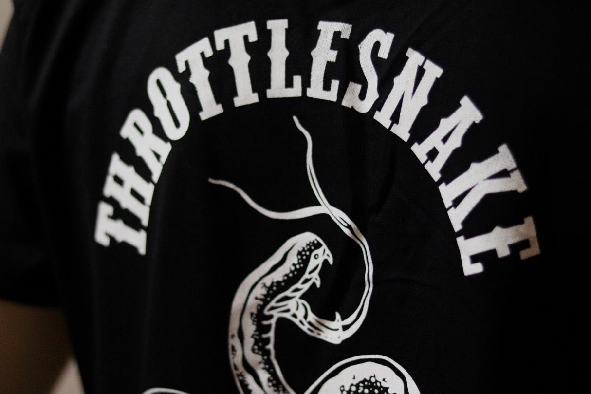 Throttlesnake T-Shirt † By Clemens Hahn - Black - THROTTLESNAKESnake T-Shirt throttlesnake black Motorcycle tee tattoo snake 